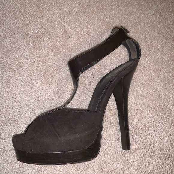 Fendi Suede Platform Peep Toe Heels Brown - Picture 4 of 6